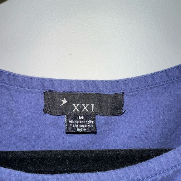 Forever 21 boho embroidered Mexican style oversized blouse blue & multicolored M - Picture 3 of 7